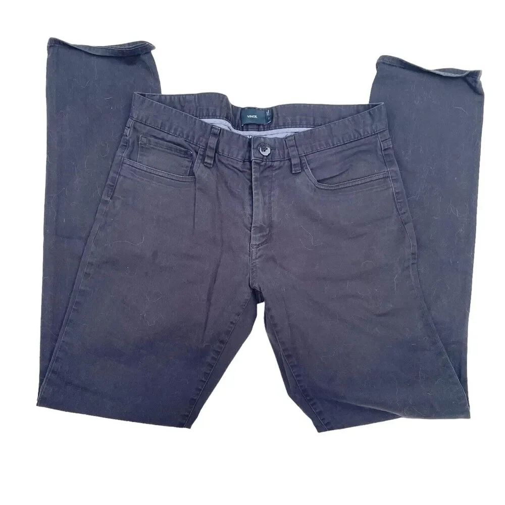 Vince Black Cotton Jeans Sz 32 Womens Slim Straight Mid-Rise Cotton‎ Spandex